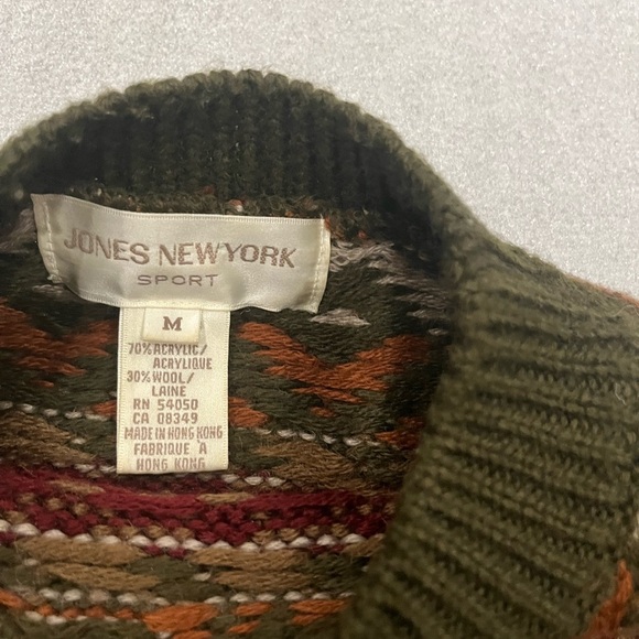 [M]Jones New York Men's Multicolor Fair Isle Patterned Wool Blend Sweater NWOT - Picture 3 of 6
